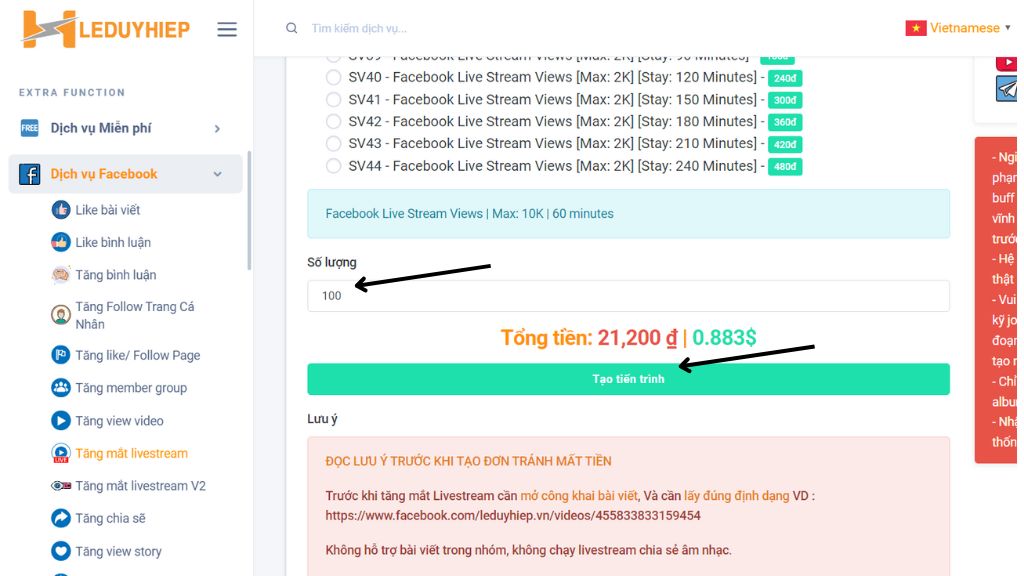 tăng mắt xem livestream