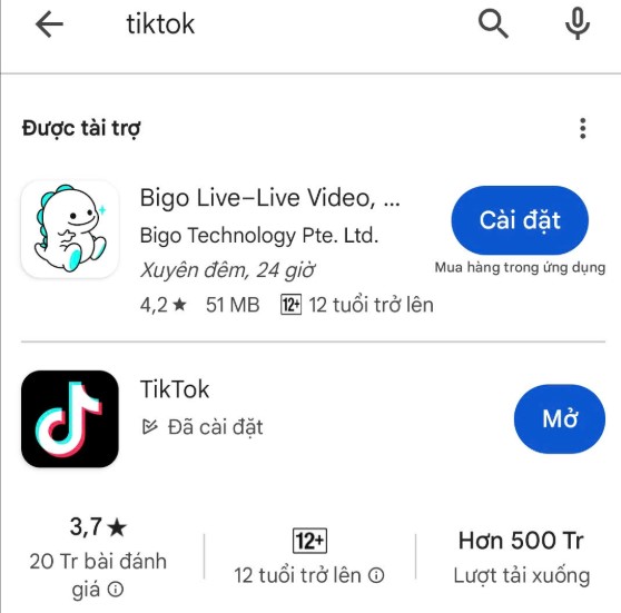 cập nhật ứng dụng tiktok