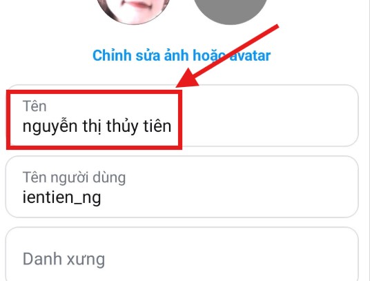 chỉnh sửa tên instagram