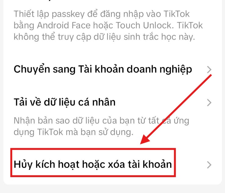 bước 3 xóa tiktok vĩnh viễn