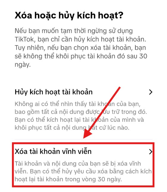 bước 4 xóa tiktok vĩnh viễn