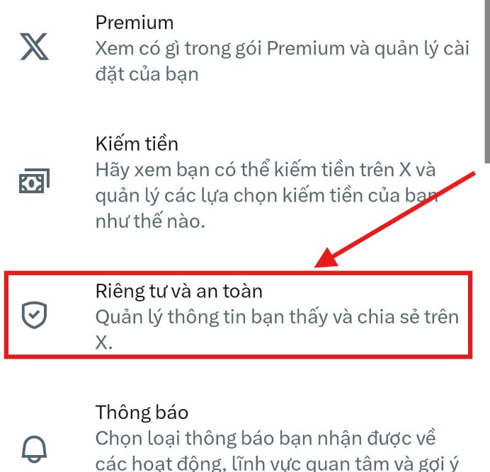 chỉnh sửa quyền riêng tư