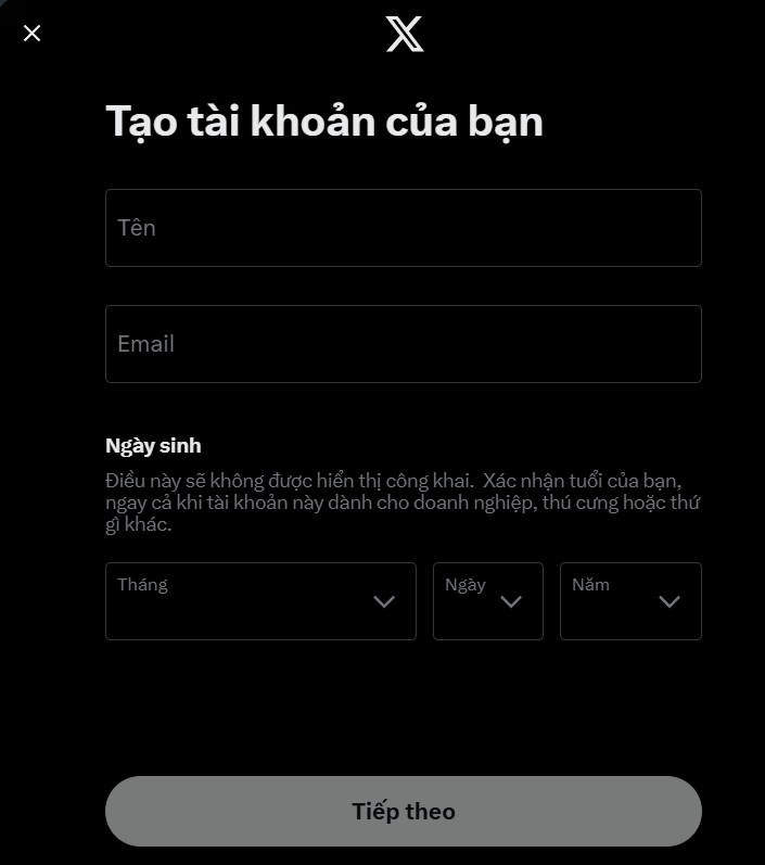 đăng ký twitter bằng gmail