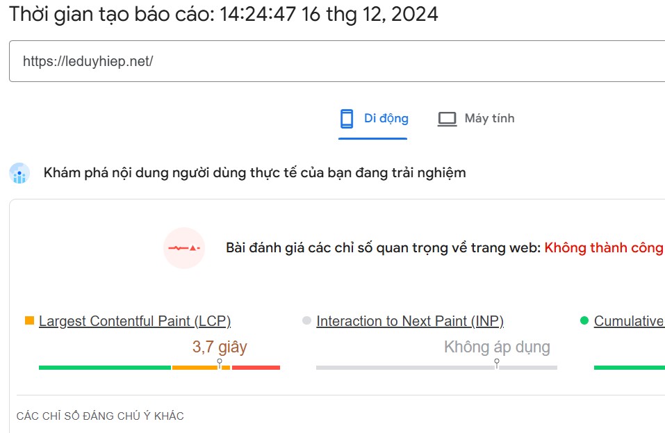 kiểm tra tốc độ load web