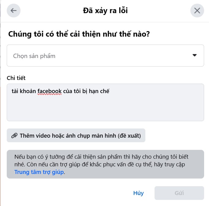 tài khoản facebook bị hạn chế có sao không