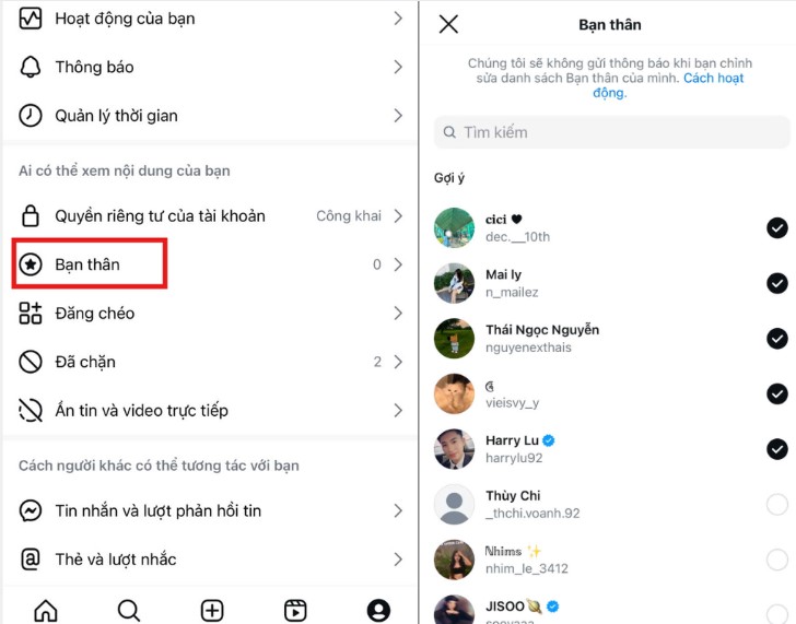 bạn thân trên instagram