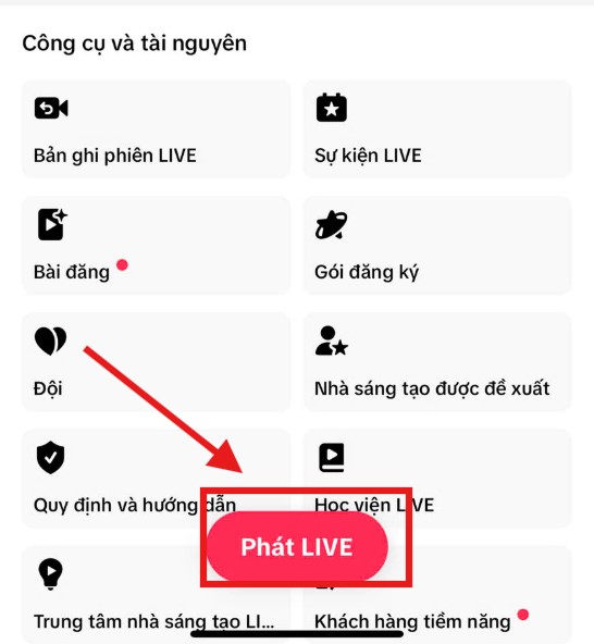 phát live tiktok