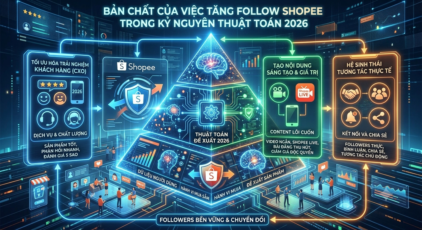 cách tăng follow cho shopee