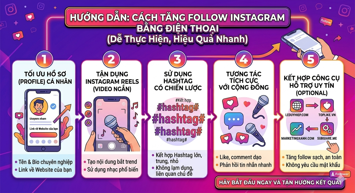 Cách tăng follow instagram bằng điện thoại