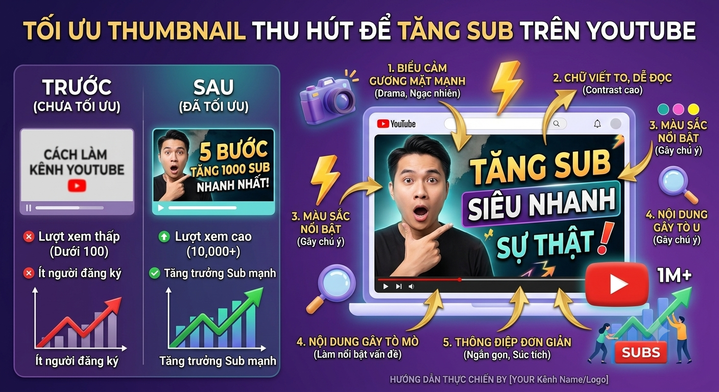 (Ảnh: Tối ưu thumbnail thu hút cách tăng sub cho YouTube)