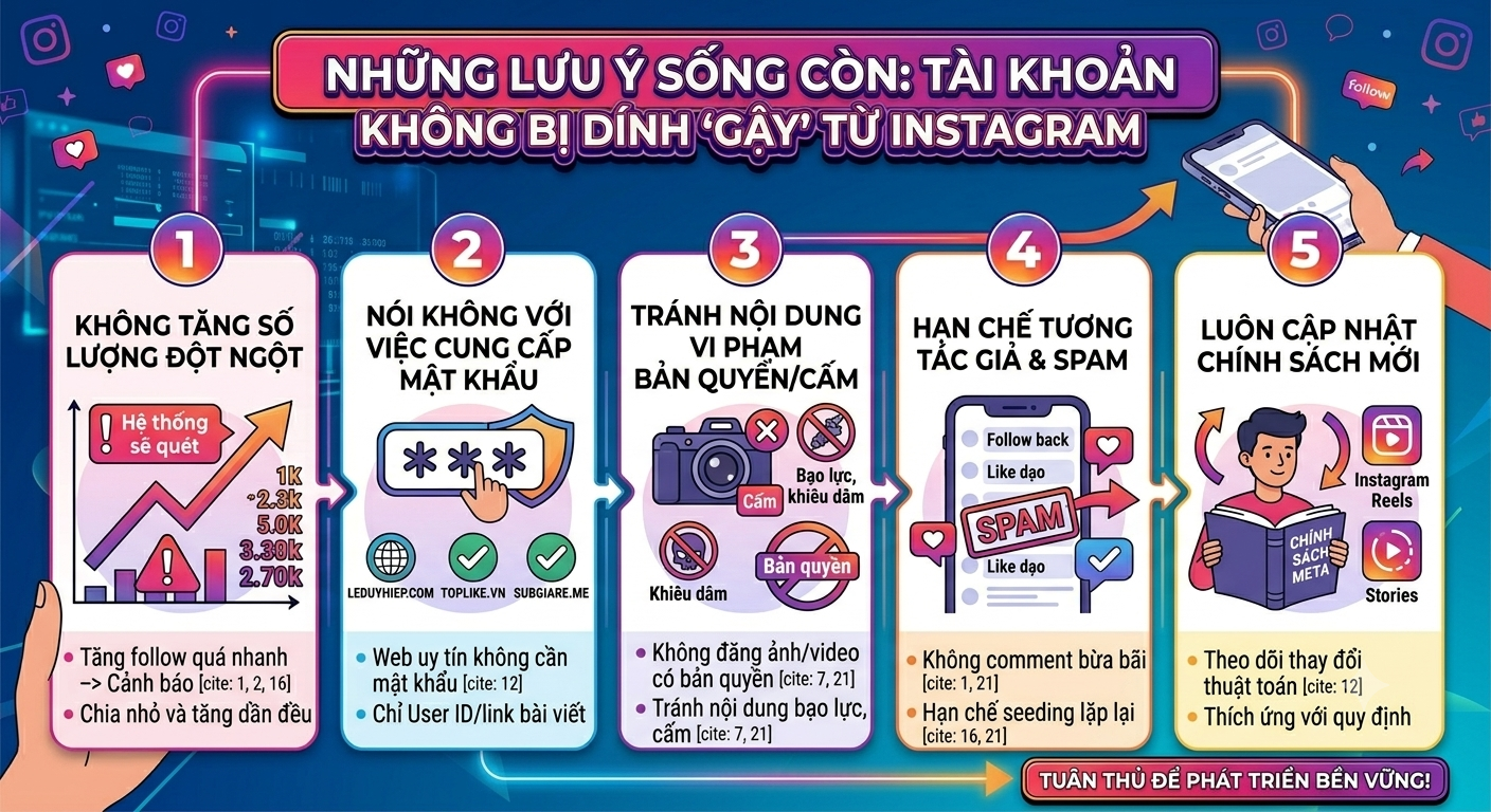 Những lưu ý sống còn để tài khoản không bị dính "gậy" từ Instagram