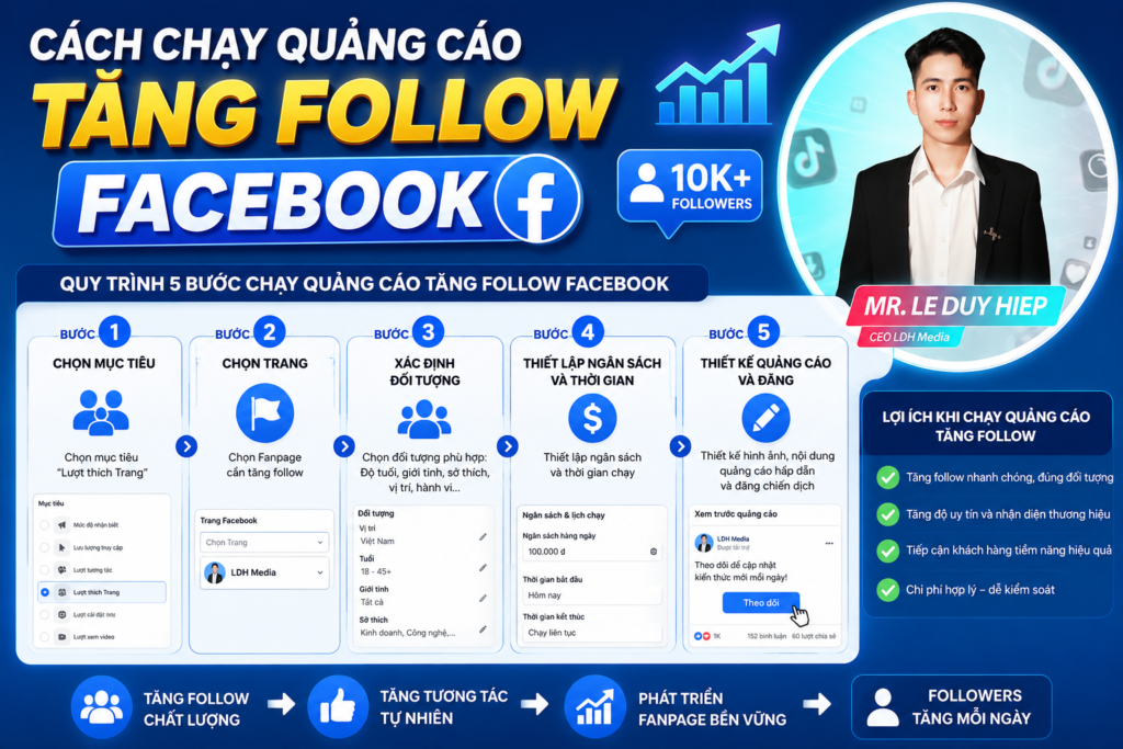 cách chạy quảng cáo tăng follow facebook