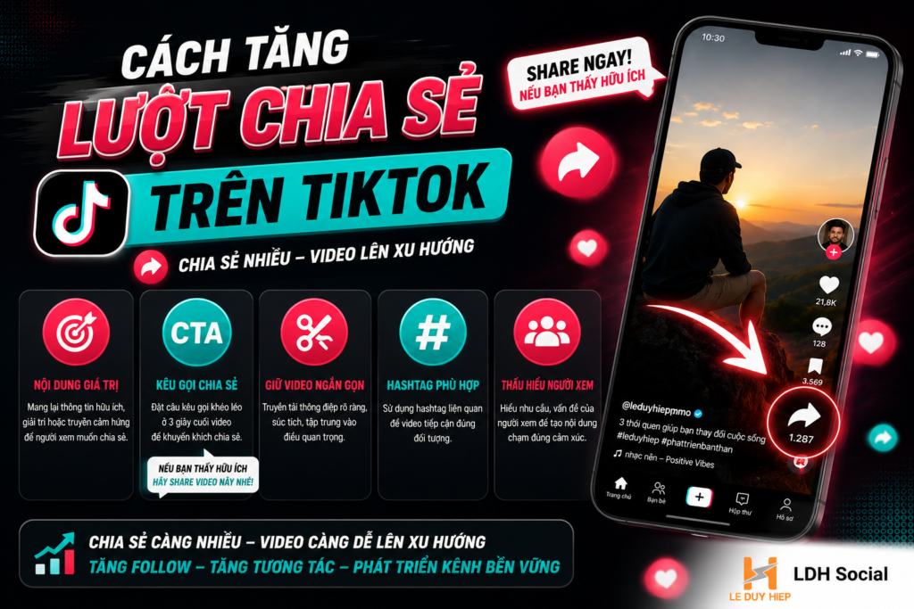 cách tăng lượt chia sẻ trên tiktok
