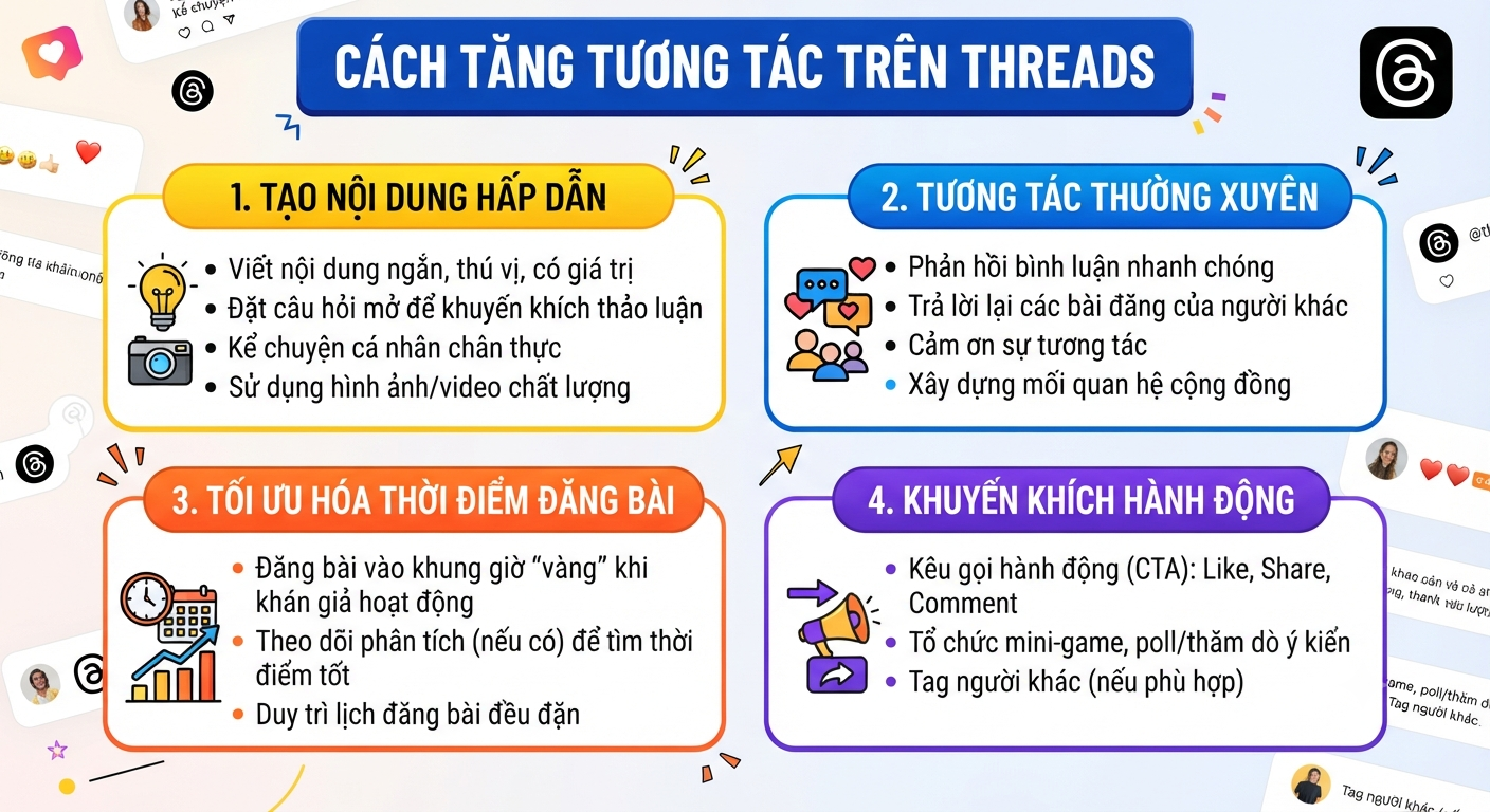 cách tăng tương tác trên threads